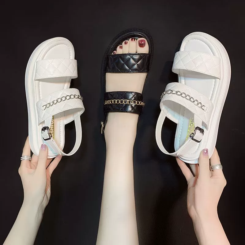Трендовые летние шлепанцы, обувь, слайд на платформе, в стиле Chanel, мягкая подошва