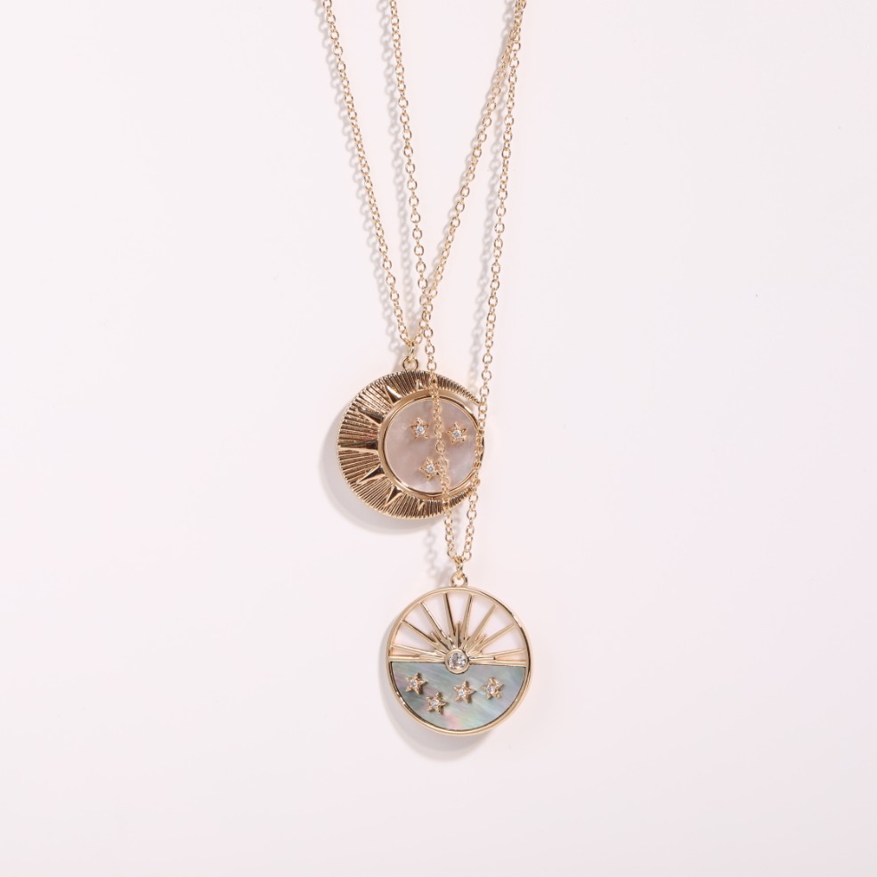 Sun Moon Round Copper Necklace Wholesale display picture 5