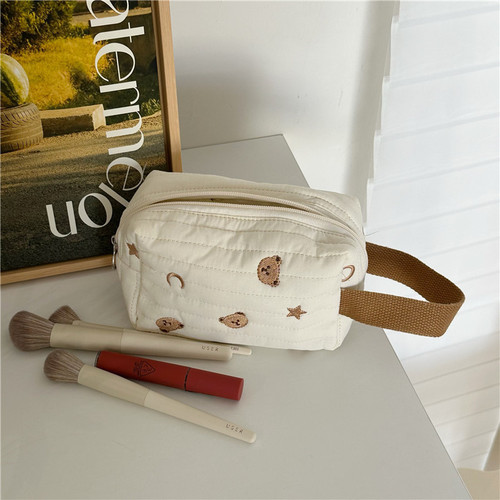 Korean version of versatile cute star moon bear cosmetic bag girl heart large capacity storage bag portable small bag