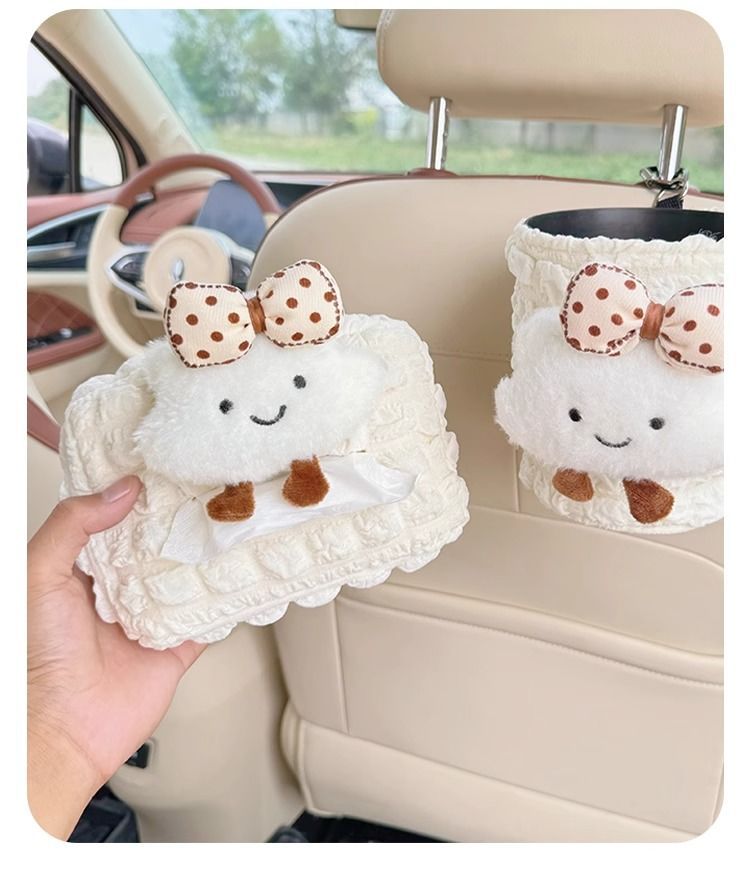 Car-mounted tissue box, car trash bin, hanging tissue bag for women, car tissue box hanging bag, sun visor seat decoration