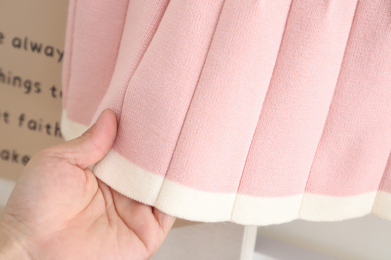 Girls' Sweater Western Love Jacquard Knitted Two Piece Set Autumn/Winter New Girl Korean Edition Pullover Skirt_voghion.com