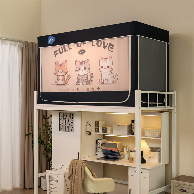 Nuevo tipo de instalación gratuita dormitorio de estudiantes cama individual mosquitera anti-mosquitos 2025 nueva cama superior e inferior dormitorio para bebés anti-caída