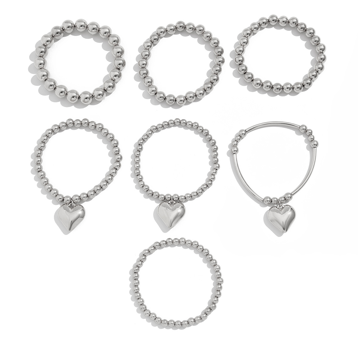 25g Weight Alloy, Copper Pendant Material Bracelets Classification CCB Chain Material Beaded Chain Chain Type 1 Set Quantity Street Occasion CCB, Alloy, Copper Material Heart Shape Pattern Women's Gender Exaggerated, Streetwear Style Exaggerated Streetwear Heart Shape CCB Alloy Copper Beaded Chain Beaded Bracelets Wholesale 6