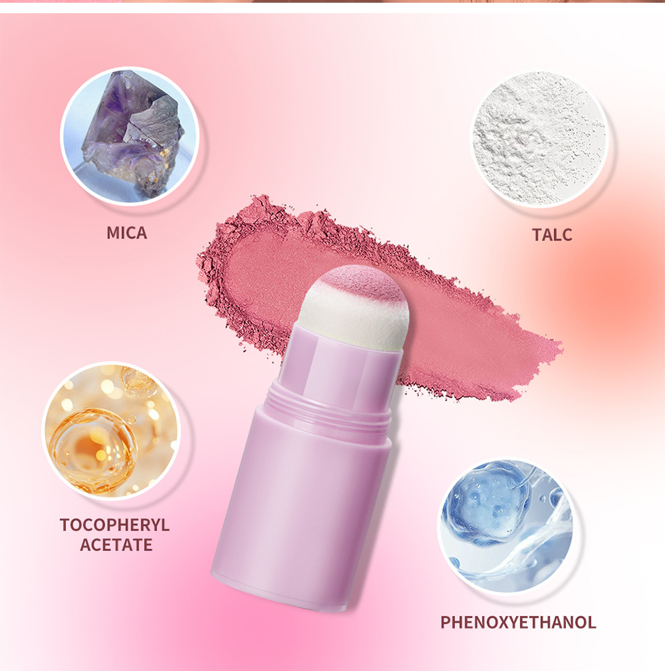 lakerain Purple Tube Sponge Head Blush Stick Matte matte Natural Blush undefined