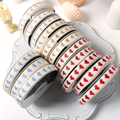 芯苼 愛心刺繡絲帶花束鮮花包裝緞帶韓系花藝羅紋帶手工用diy材料