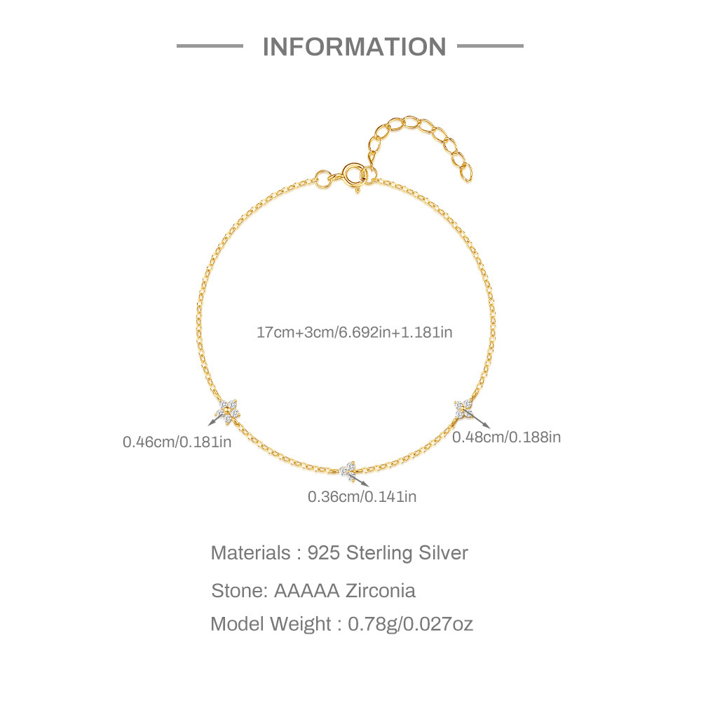 1g Weight 925 Sterling Silver Cable Chain Bracelets IG Style Simple Style