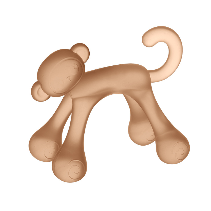 Inglés tarjeta para bebés pequeños goma de diente mono mordida goma mordida Leco hervida silicona de grado alimenticio para comer mano bebé