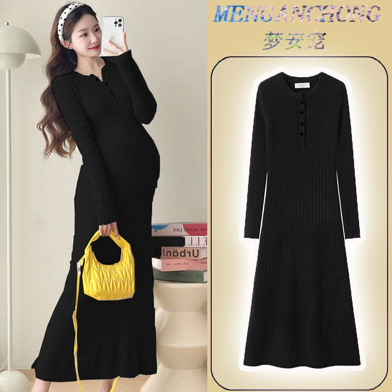 Maternity French Style New Autumn and Winter fleece-lined Inner Skirt Trendy Mummy Spring and Autumn Thin Abdominal Slimming All-match Commuter Skirt
