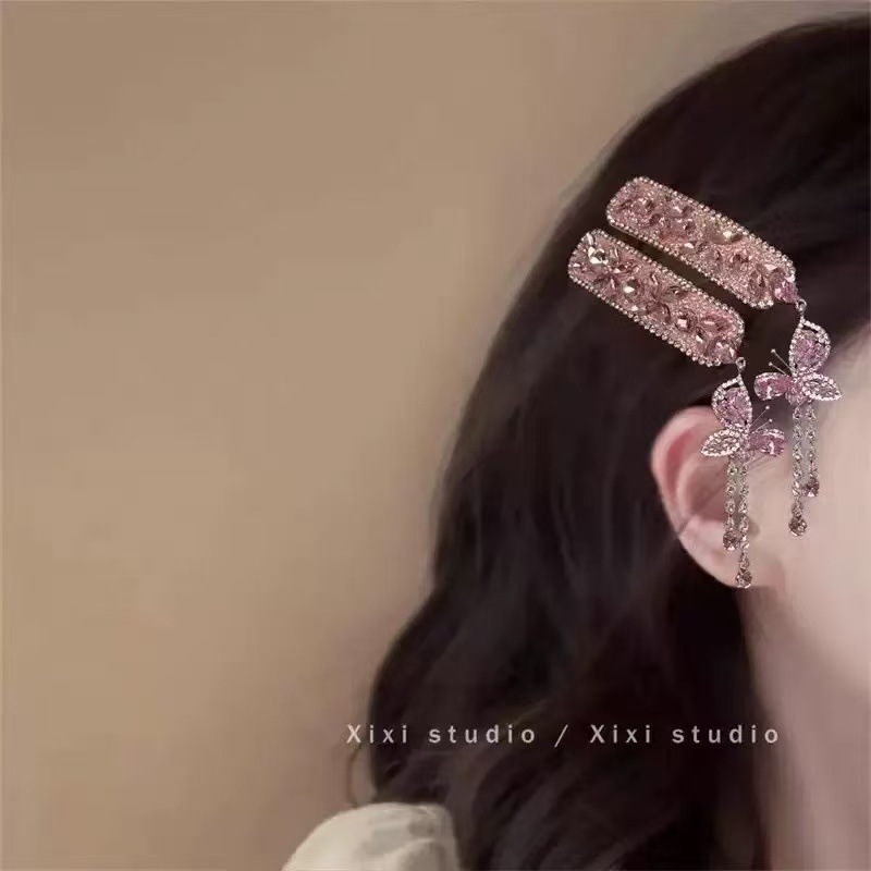 璀璨星河~黑曜石闪钻名族风铃铛流苏发夹女感甜美前额侧边夹包邮|undefined