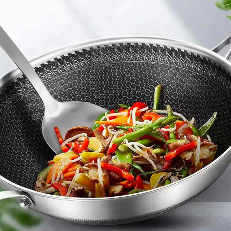 Non-stick Wok Wok Household Induction Cooker Gas Stove Suitable for Cooking Pot with Less Fume Kitchen Special Pot Pan
