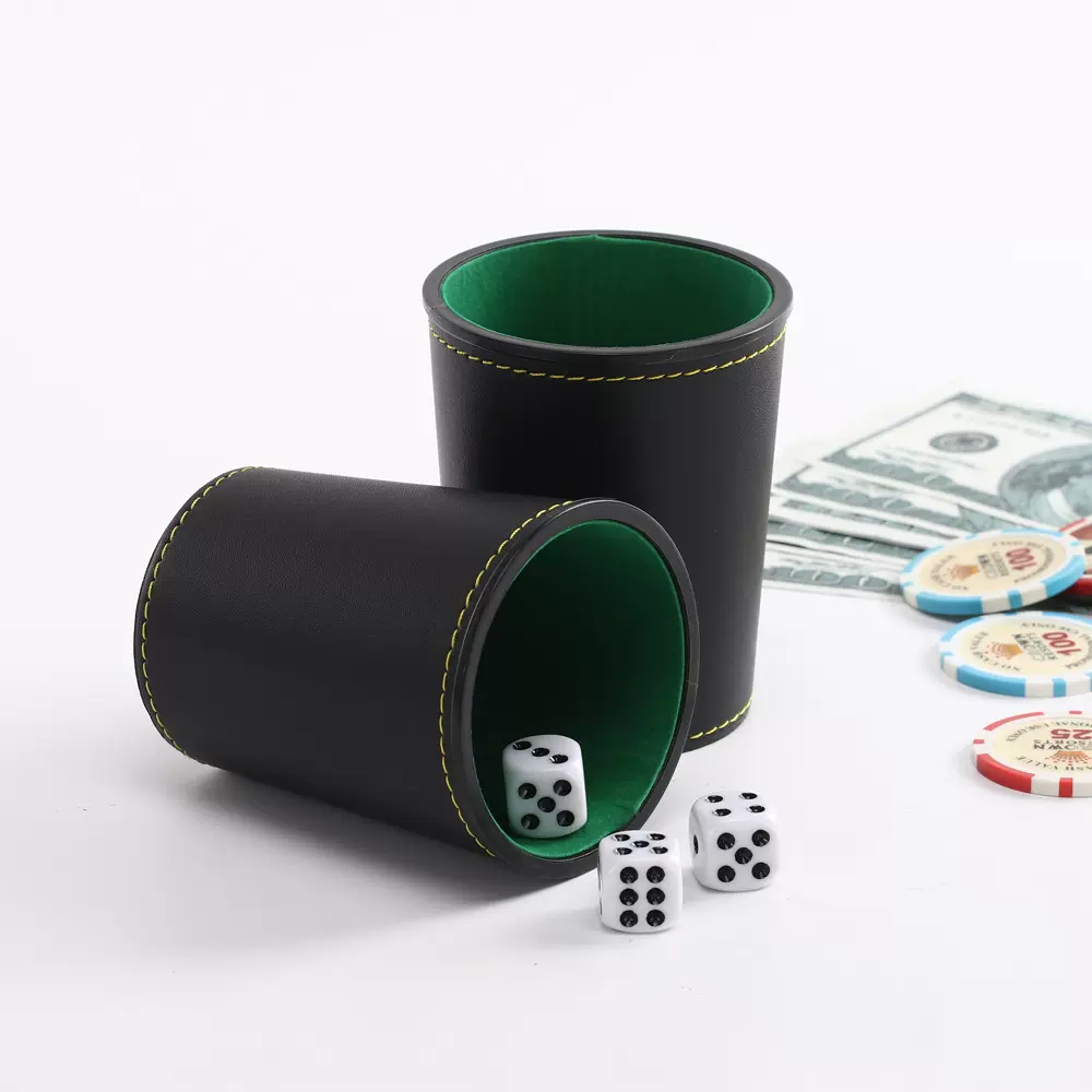 源头厂家供应现货礼品筛盅 KTV酒吧色盅 皮革绒布静音喇叭形骰盅