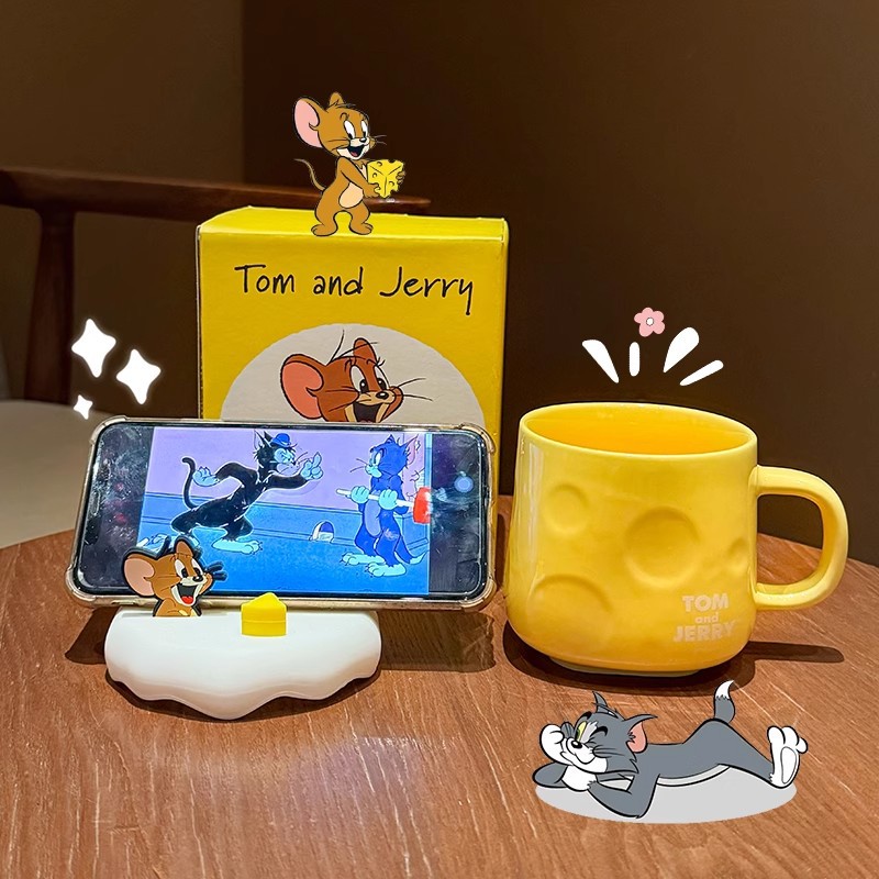 Taza de gato y ratón Taza de gran capacidad para el hogar Taza de cerámica de alto valor Taza de agua de dibujos animados lindo Regalo de cumpleaños
