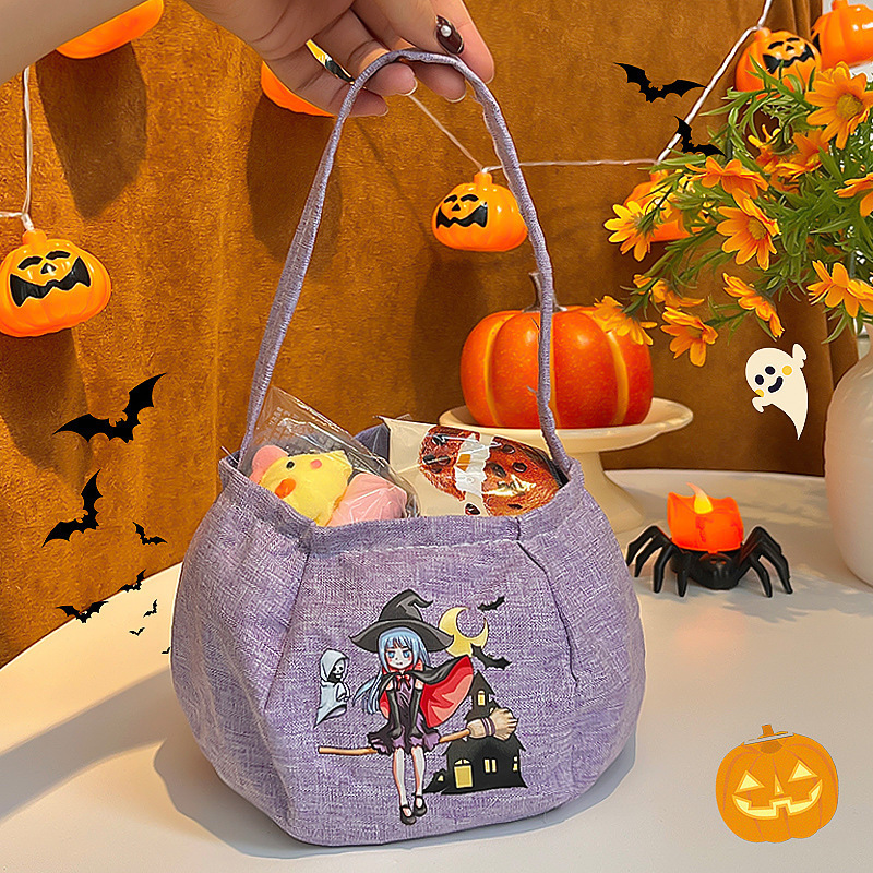 Bolsa de dulces de Halloween portátil bolsas de calabaza tridimensionales para niños regalos props de fiesta de fantasmas brujas transfronterizas props de fiesta de fantasmas