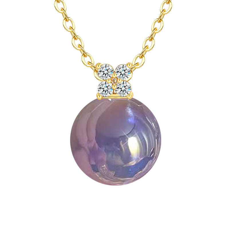 Plastic acrylic emerald green pendant with zircon pearl