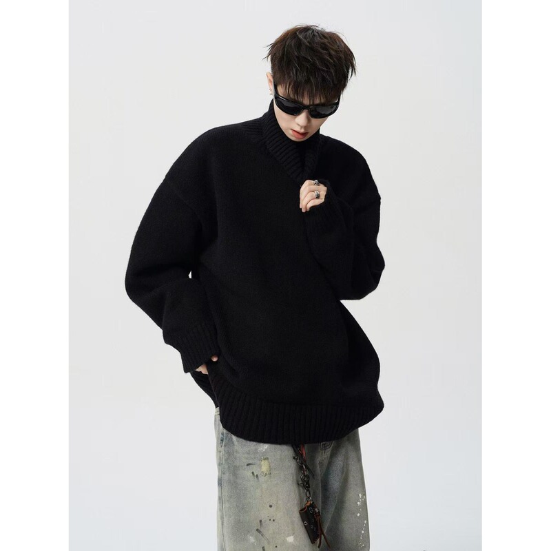 Autumn and Winter Men's Turtleneck Sweater, Lazy Style, Thick and Loose, Stylish Youth Base Layer Jacket, Retro Knitwear Autumn and Winter Men's Turtleneck Sweater, Lazy Style, Thick and Loose, Stylish Youth Base Layer Jacket, Retro Knitwear