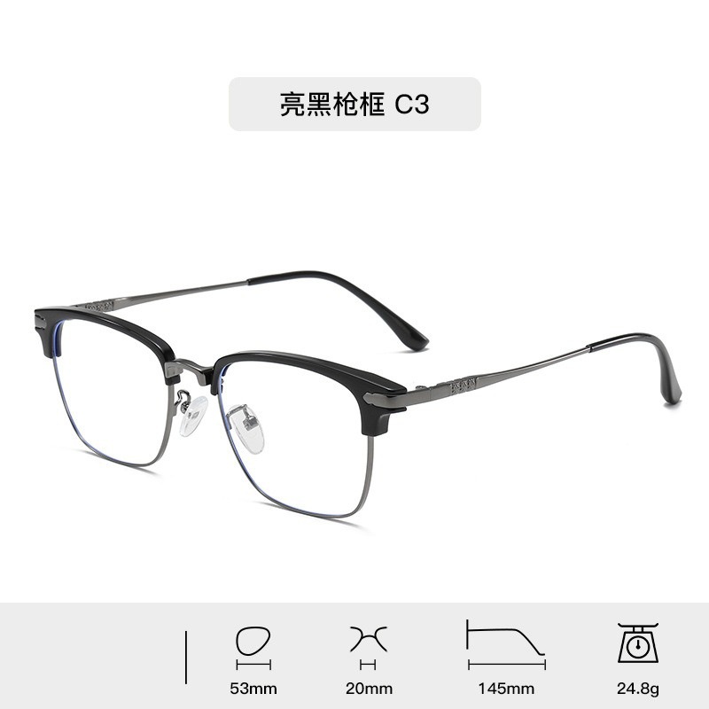 TR90 temperamento negro oro medio marco marco de gafas de miopía para hombres puede equiparse con un número de grados marco de cejas de protección contra la luz azul medio marco de cejas mujeres