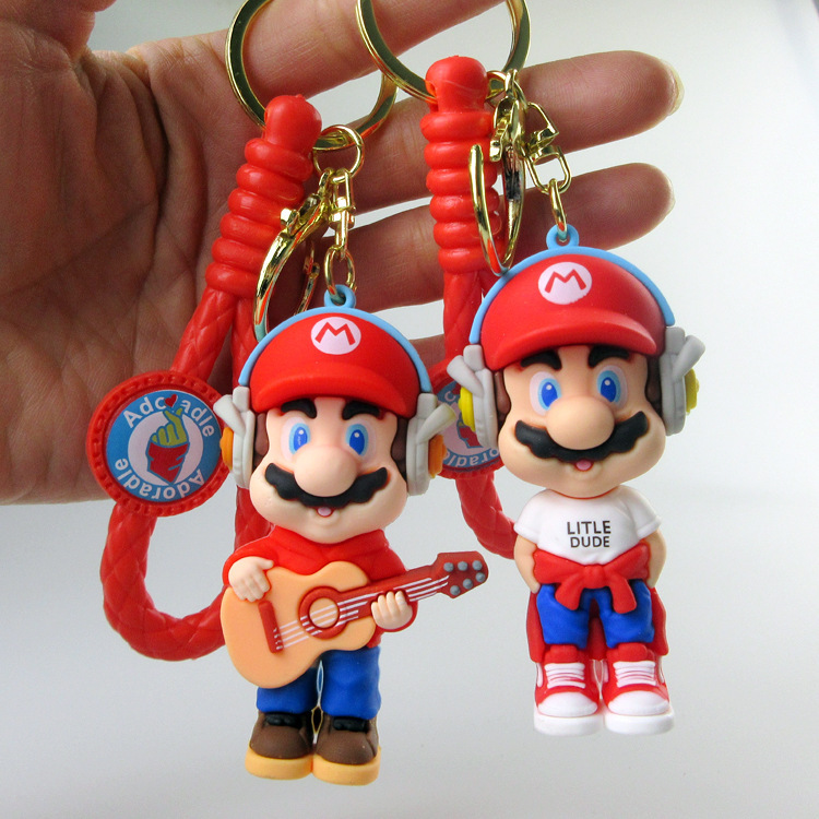 Super Mary keychain doll classic cartoon Mario Louis Brothers bag pendant claw machine small doll