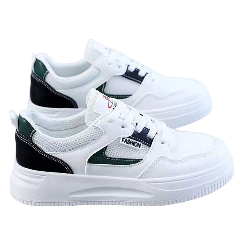Zapatos de mujer blancos 2023 Primavera/Verano cuero impermeable todo partido casual estilo preppy zapatilla inferior suave altura aumento de zapatos de estribo