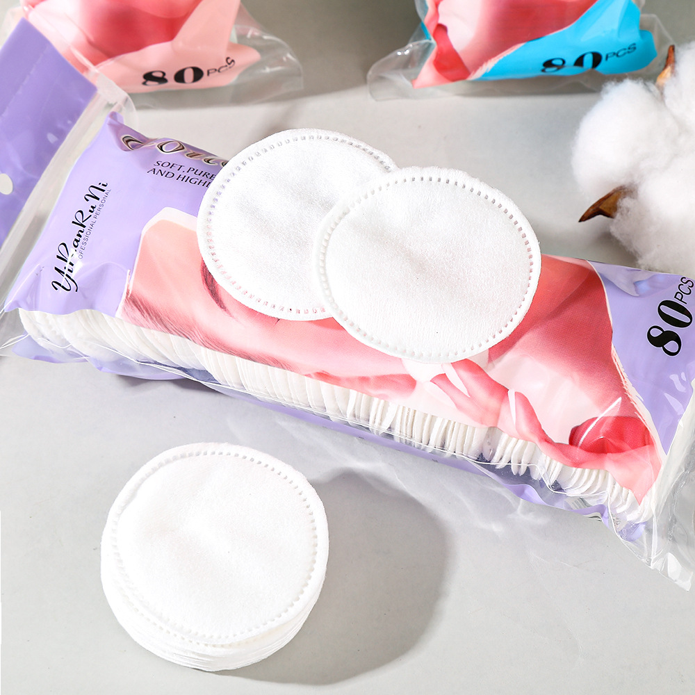 algodón cosmético desechable sin floc portátil de aplicación húmeda de algodón redondo agujero de aguja cerrado borde de cuidado de la piel limpio algodón desmaquillaje