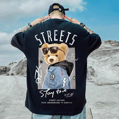 oversize trendy brand plus-size men's clothing oversized large size national trend hip-hop loose little bear short-sleeve T-shirt half-shirt 8XL