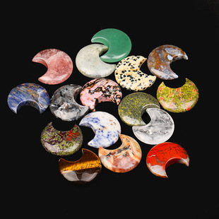 Natural Crystal Raw Stone Crescent 3cm Carved Pendant Small Ornaments DIY Pendant Jewelry Home Desktop Small Ornaments