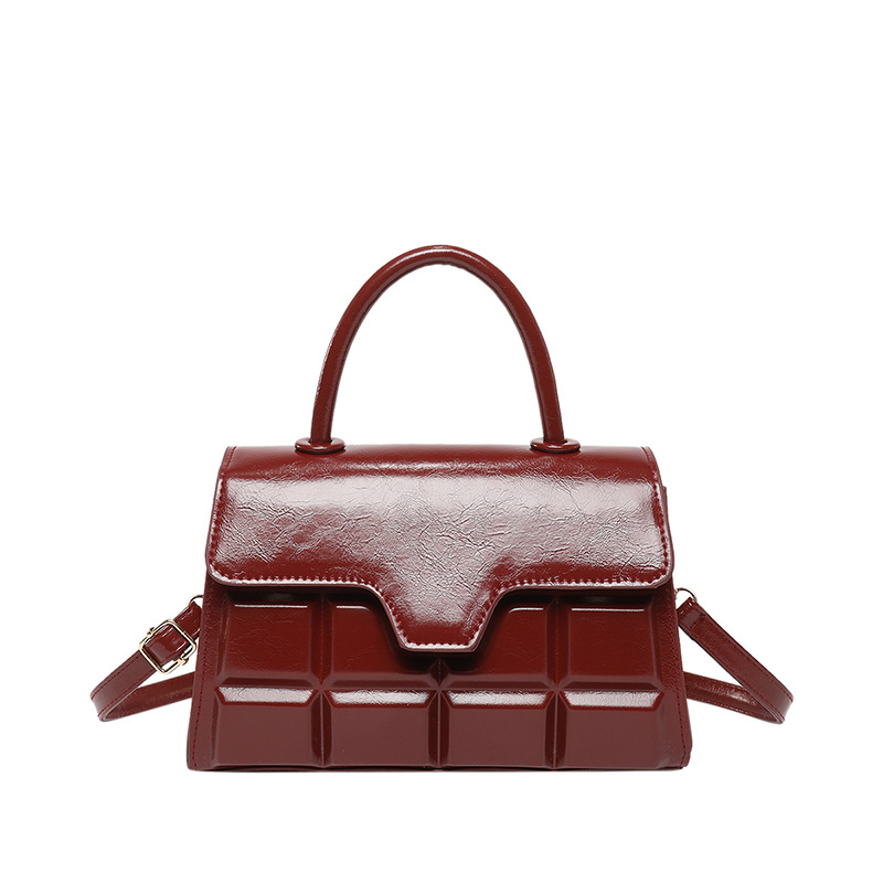 Mendidura a cuadros, color sólido, estilo occidental simple, textura fresca, 2025, bolso cuadrado pequeño de mensajero de un solo hombro de moda coreana de primavera