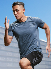 夏季運動速干衣男短袖 寬松健身跑步t恤運動休閑服裝冰絲吸汗上衣