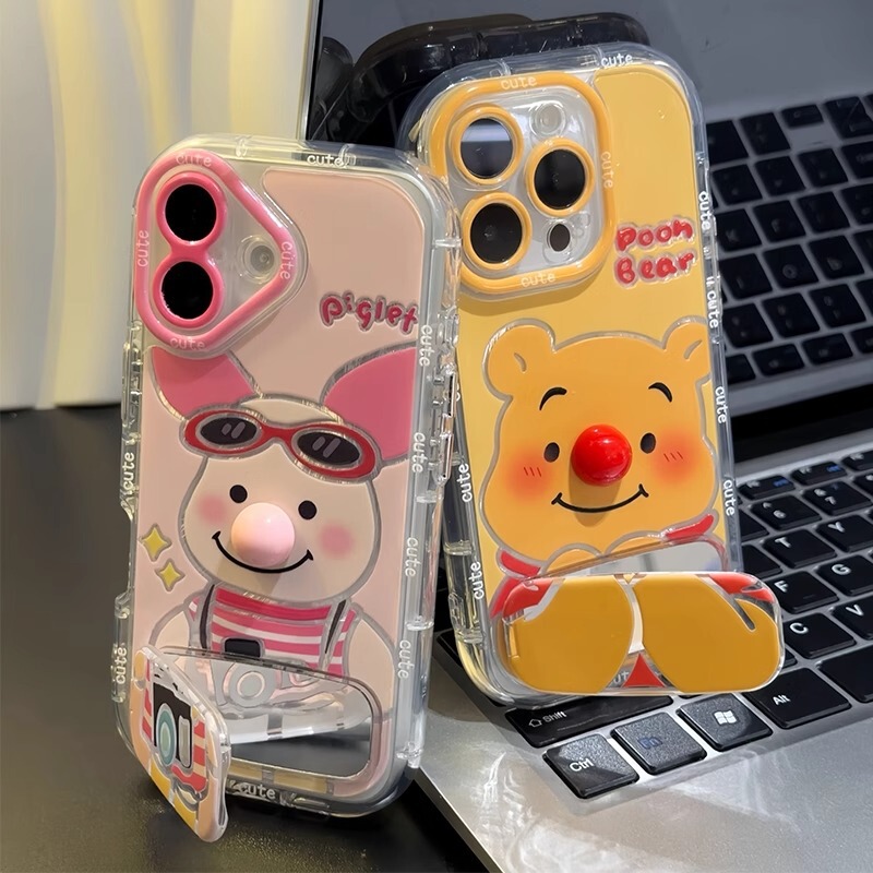 Cute Pooh Suitable for Apple 16 Feather Yarn Cream Mobile Phone Case Iphone15Promax Cartoon 14/13 Stylish