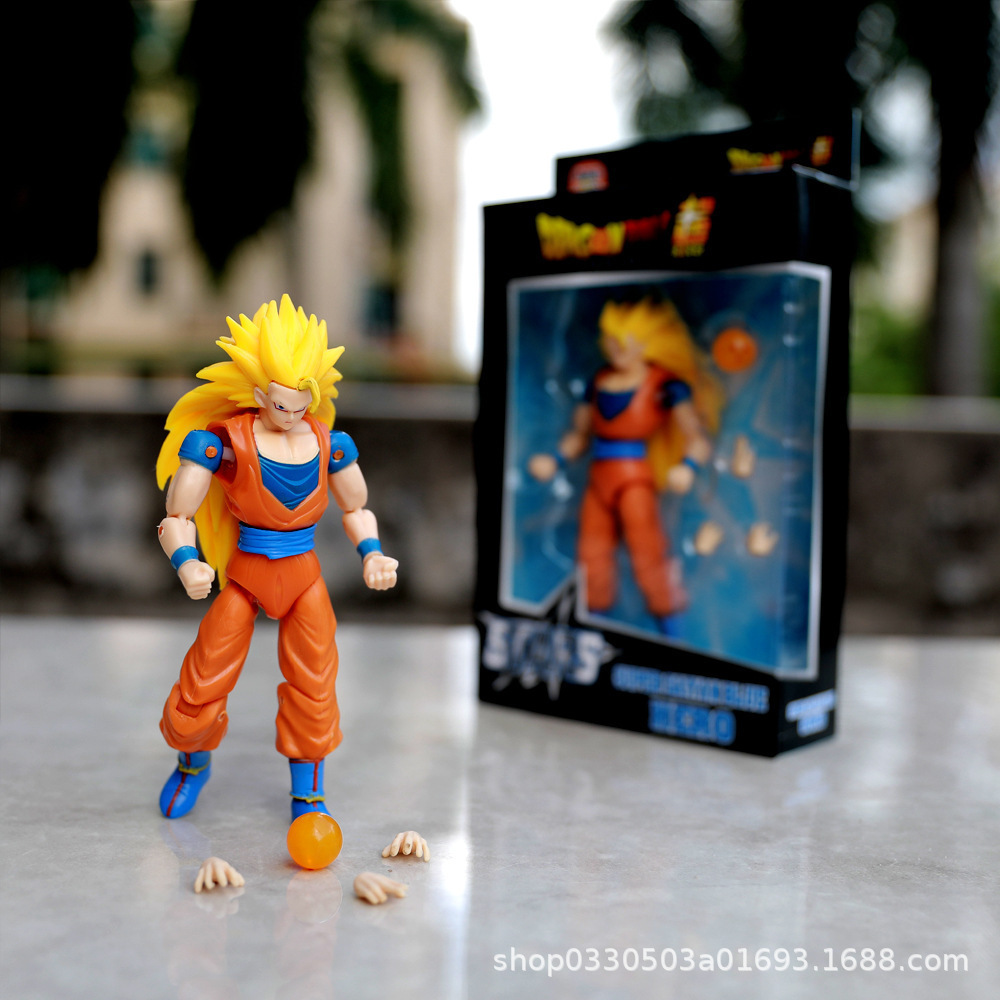 La articulación se puede mover versión simple Dragon Ball Black Haior Wukong caja de color ventana abierta azul Dragon Ball caja modelo de figura al por mayor
