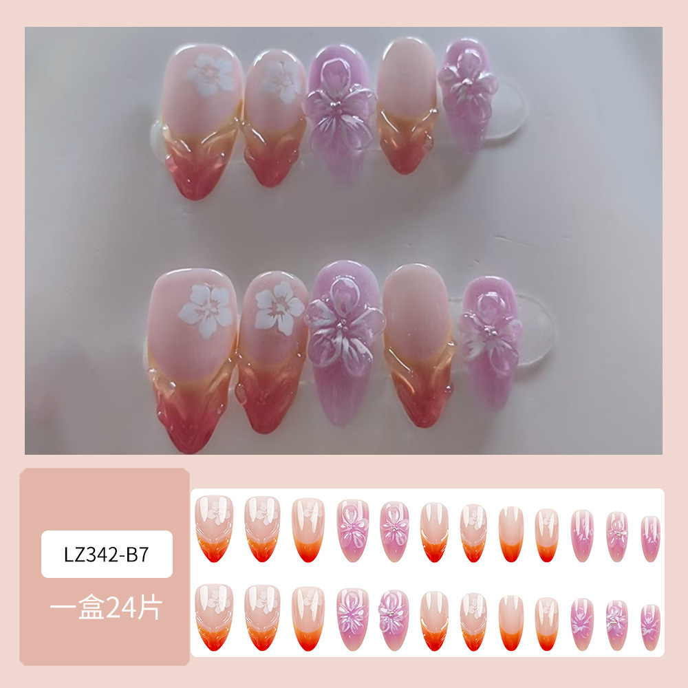 Uñas postizas 3D estéreo blanqueadoras, muy vendidas, piezas de arte de uñas portátiles transfronterizas, pegatinas de uñas sencillas con un toque de alta gama, venta al por mayor