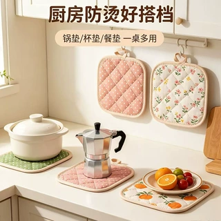 加厚绗缝棉麻布艺锅垫 厨房防烫隔热垫 杯垫 餐垫 多花色现货批发