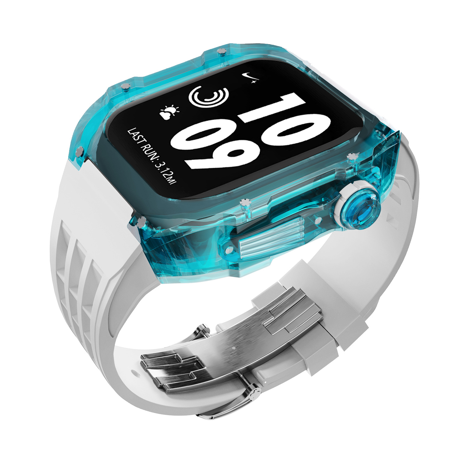 Cristal transparente caja de reloj para Apple Watch modificado reloj caso iWatch8 funda protectora de caucho de flúor Correa 44/45