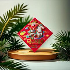 2026马年立体福字门贴春节过年植绒金粉生肖马入户门贴画元旦装饰