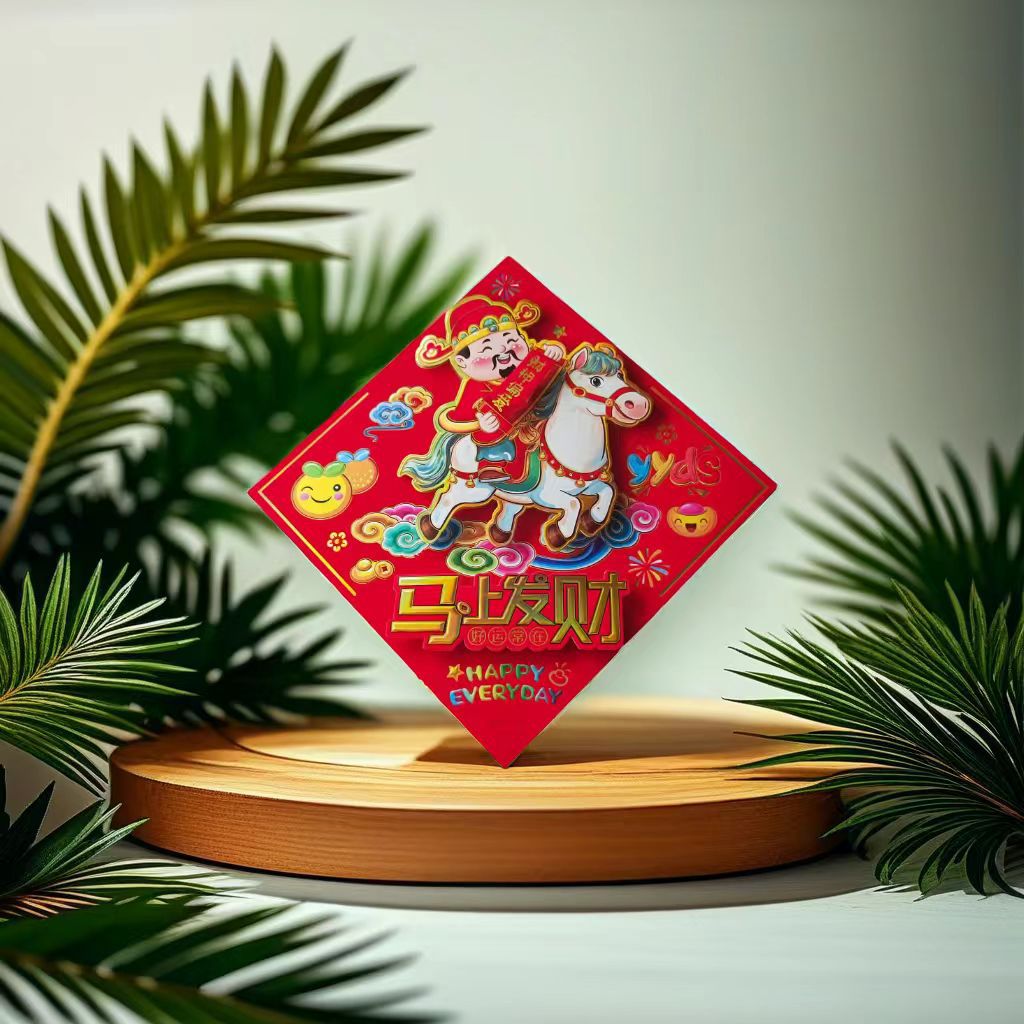 2026马年立体福字门贴春节过年植绒金粉生肖马入户门贴画元旦装饰