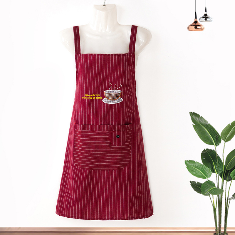 Circunferencia de algodón de poliéster Cocina coreana sin mangas Correa de moda a prueba de aceite Bata de algodón de poliéster Hombres y mujeres adultos Delantal transpirable