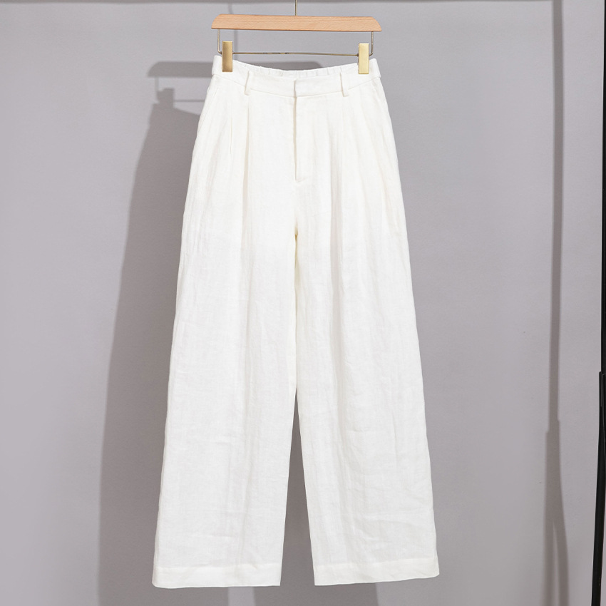 Completo da donna in lino ChicShe, tre pezzi, professionale, elegante, con pantaloni a gamba dritta e larga, blazer piccolo_voghion.com