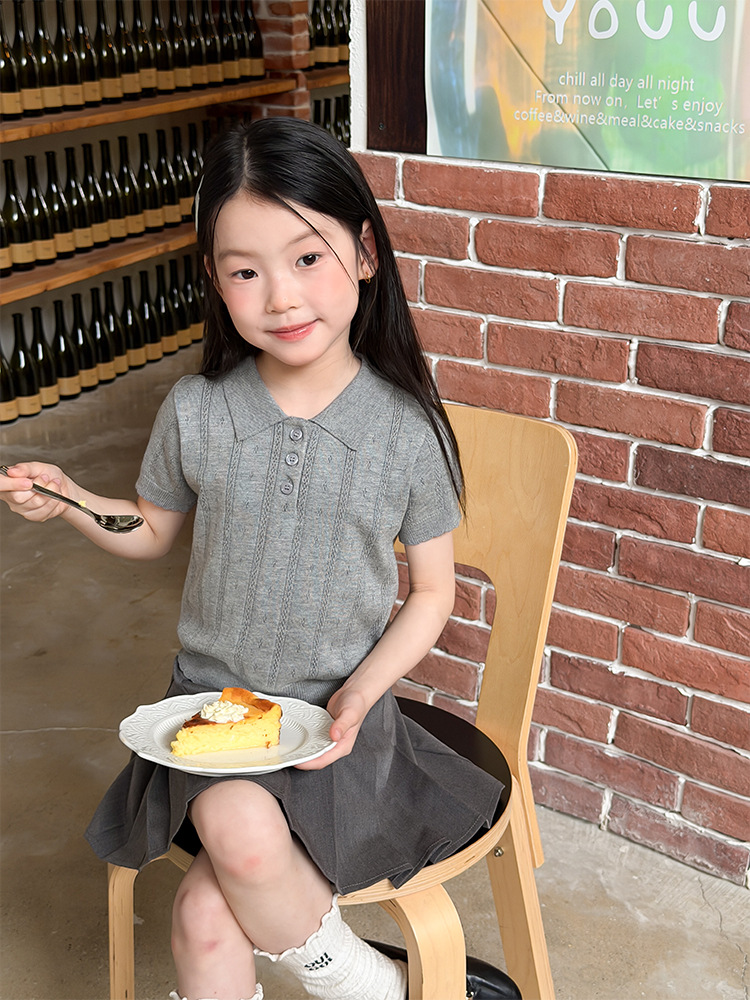 Girls Summer Knitted POLO Short-Sleeve T-Shirt 5
