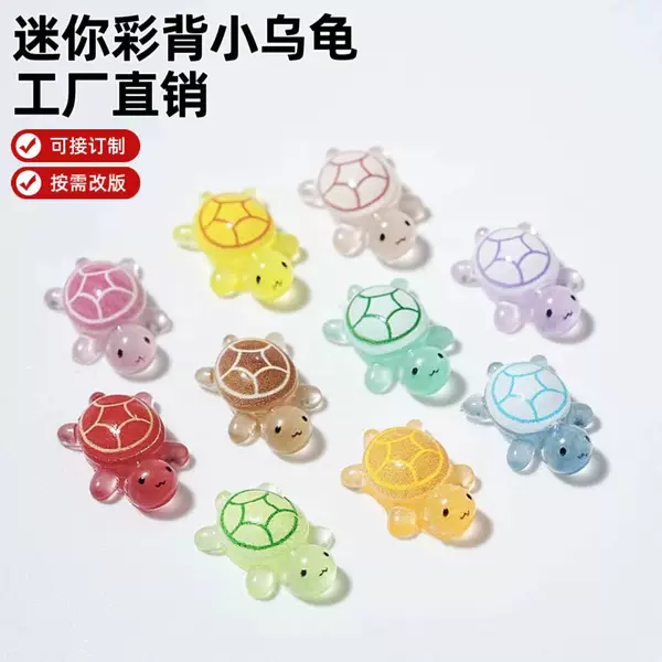 Mixed Color Hot-Selling Wavy Mouth Luminous Nail Art Decorations 3D Ice Transparent Colorful DIY Colorful Turtle Wholesale
