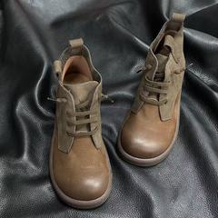头层牛皮马丁靴复古休闲真皮短靴一脚蹬棉麻亚麻靴子女秋季上新