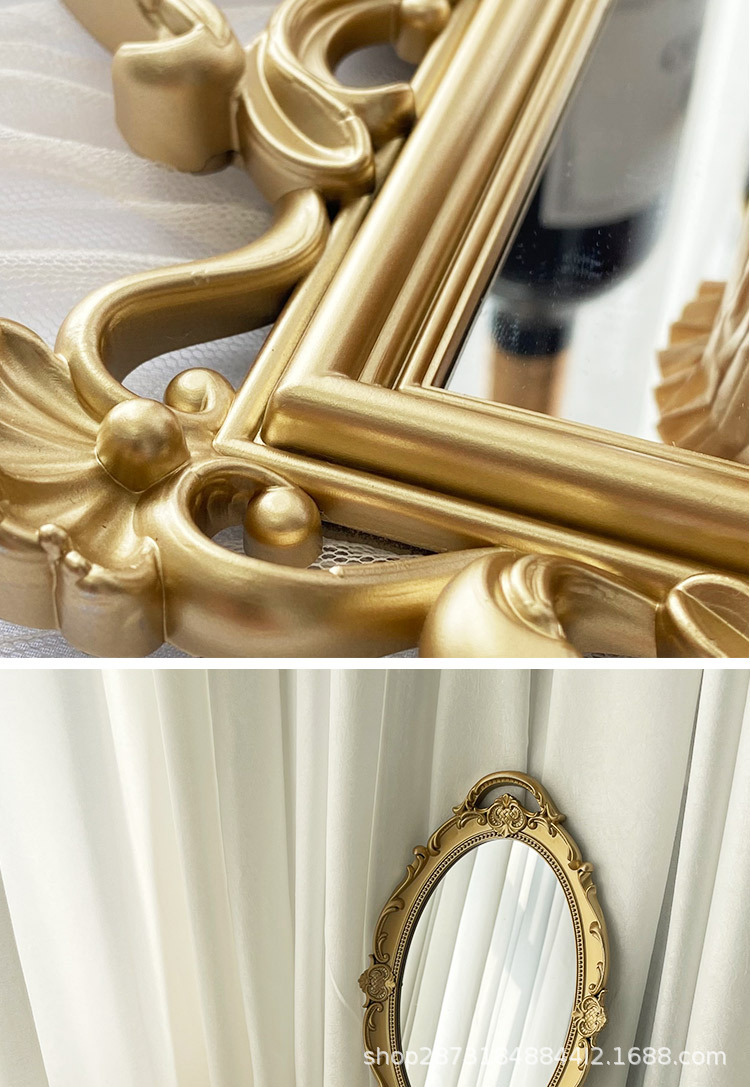 北欧轻奢复古金色收纳托盘方形蛋糕盘玻璃镜面置物盘拍