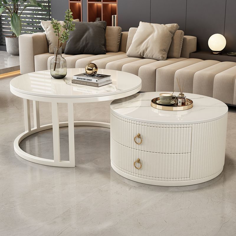 스노우 마운틴 화이트/스트라이프 커피 테이블 [더블 펌프스]