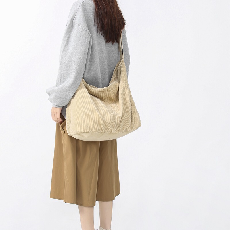 Corduroy shoulder bag messenger bag large capacity casual simple bag handmade lazy style women's bag Corduroy shoulder bag messenger bag large capacity casual simple bag handmade lazy style women's bag