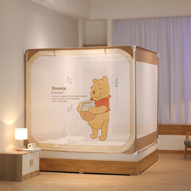 Class A Maternal and Infant Grade Drop-resistant Baby Mosquito Net Cartoon Digital Printing Sitting-type Three-door Dust-proof Top Summer Anti-mosquito