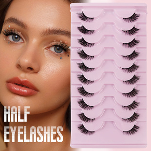 Cross-border New 10 Pair of Natural Half Eyelash Fox Series Oblique Flying and Curling 3D Whole European and American Half Eyelash False Eyelash