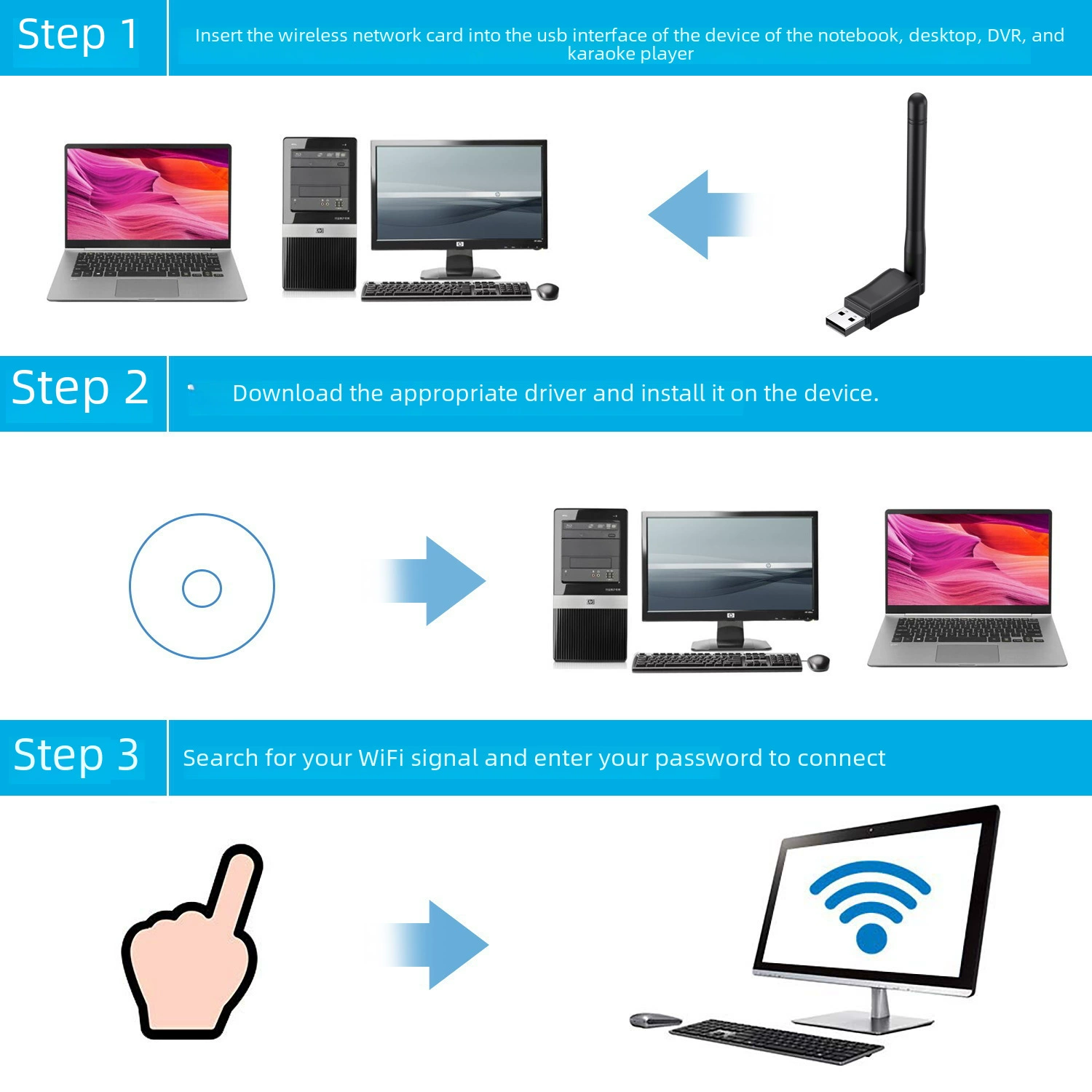 USB-беспроводная сетевая карта для ноутбука, Wi-Fi запуск совместим с spot