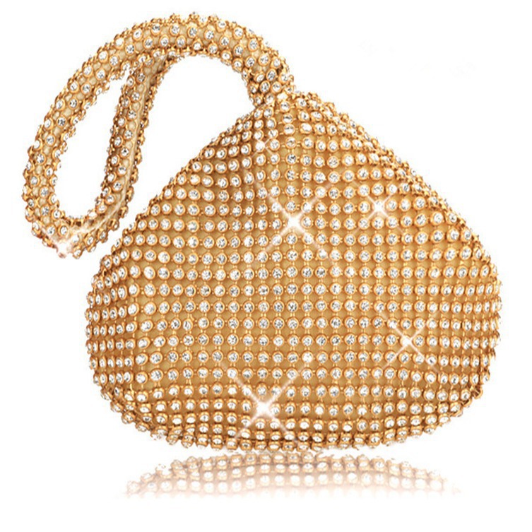 Pochette da sera da donna di alta gamma, scintillante, con design a triangolo e diamanti._voghion.com