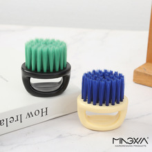 跨境猪鬃毛刷理发店碎发刷剪发理发刷子创意便携绿色婴儿刷指环刷