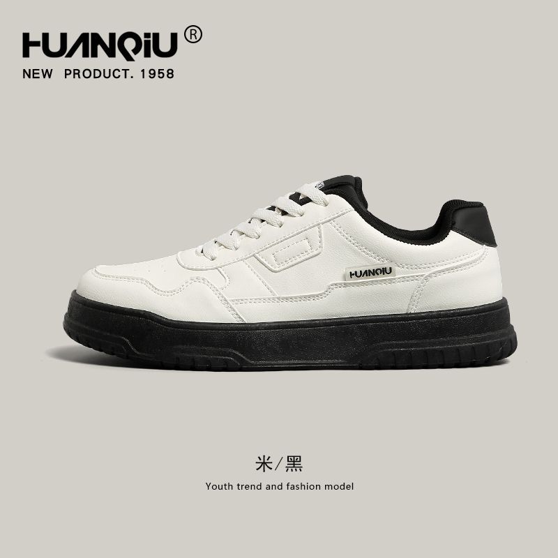 環球男靴2025春の新型の厚い底の白い靴の男の小さい大衆は韓国版のレジャーの板の靴の男を合わせます。