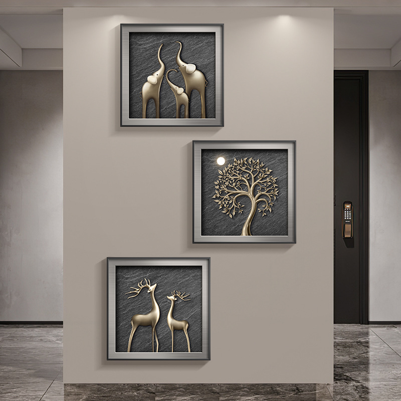 Pintura decorativa de alto nivel, pasillo de entrada de lujo moderno, pinturas murales combinadas, restaurantes tridimensionales, pinturas colgadas en la atmósfera