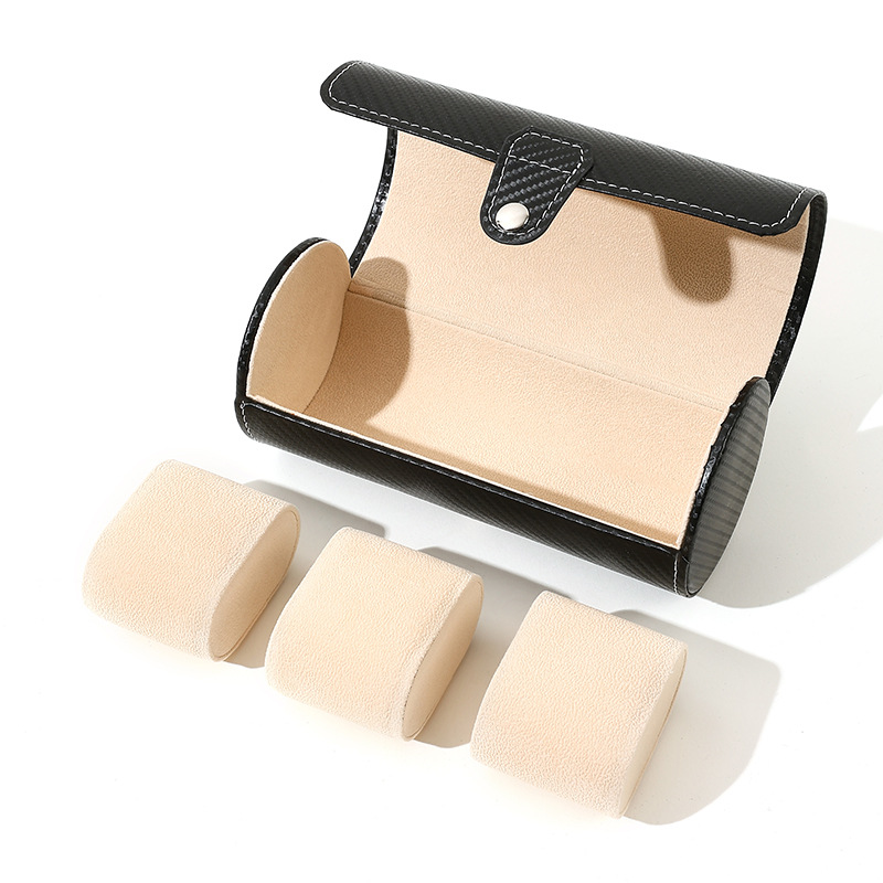 En stock al por mayor caja de reloj portátil de 3 bits caja de reloj de cuero pu caja de almacenamiento joyería caja de reloj caja de regalo